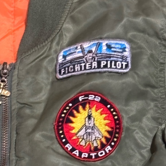 Vintage Aviator Kids Bomber Jacket, Alpha Green, Size Small - Picture 3 of 6